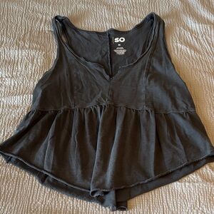 SO Women's Charcoal Peplum Tank Top